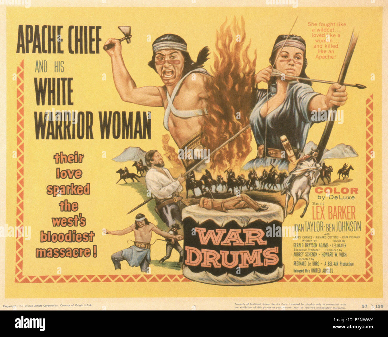 war-drums-us-poster-top-from-left-lex-barker-joan-taylor-1957-E5NWWY.jpg