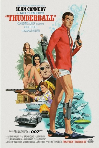 Print 1965 Poster 007 James Bond Thunderball Movie Sean Connery Wall Decor Gift - Picture 1 of 3