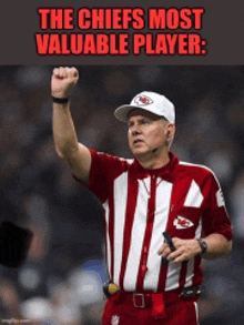 the chiefs most valuable player is a referee in a red and white uniform