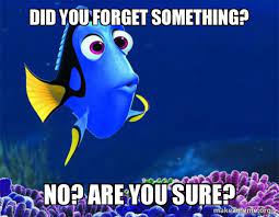 Did you forget something? No? Are you sure? - Dory from Nemo (5 ...