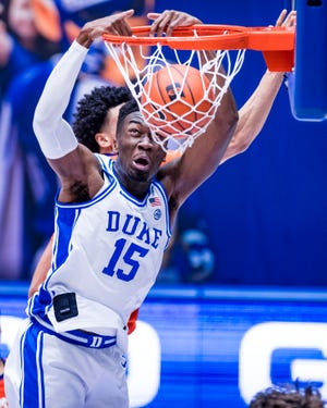 Duke Men’s Basketball takes on the Clemson University Tigers in the first half at the Cameron Indoor Stadium on January 30, 2020 at Durham, North Carolina.